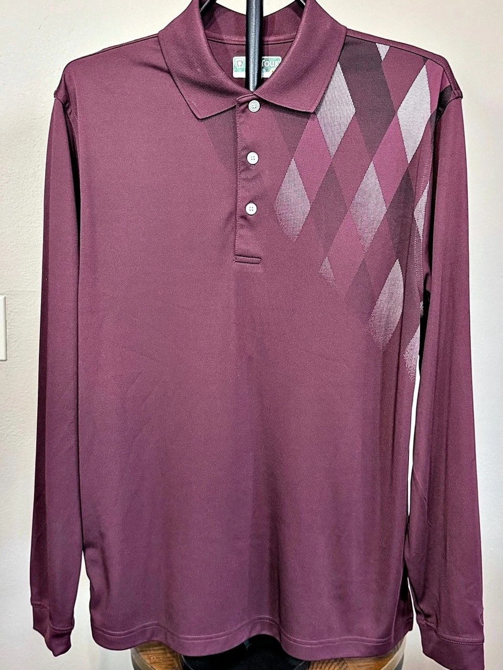 ProTour Men's Long Sleeve Polo Purple Size Medium